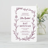 Invitation Délicate étoile botanique de David Bar Bat mitzvah (Debout devant)