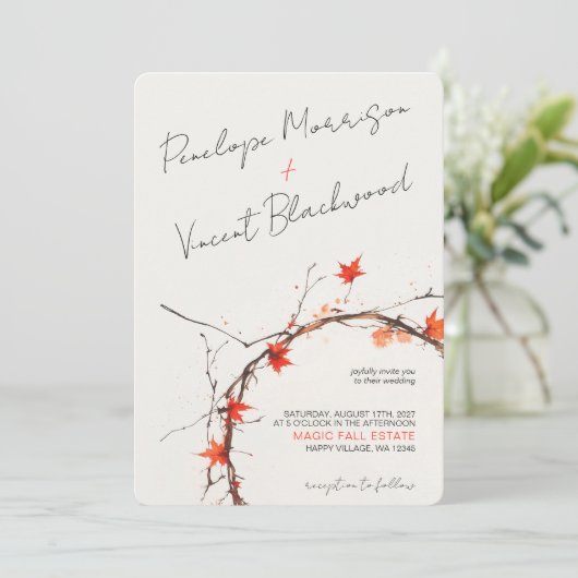 Invitation Delicate Fall Wedding (Debout devant)