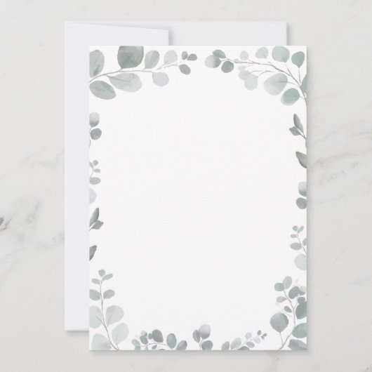 Invitation Délicate Fête des mariées Feuille Eucalyptus Vert (Dos)