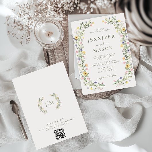 Invitation Delicate Fleur Fleur sauvage Jardin Mariage