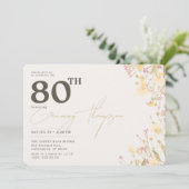 Invitation Delicate Fleur sauvage rose jaune 80 e anniversair (Debout devant)