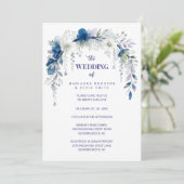 Invitation Delicate Floral Botanical Arch Blue Shades Wedding (Debout devant)