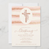 Invitation Delicate Floral Cross Romantic Rose Gold (Devant)