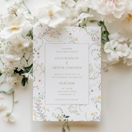 Invitation Delicate Floral Garden Wedding 