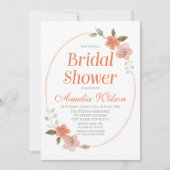 Invitation Delicate Floral Orange Bridal Shower Invite (Devant)