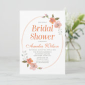 Invitation Delicate Floral Orange Bridal Shower Invite (Debout devant)