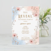 Invitation Delicate Floral Pink & Blue Shades Gender Reveal (Debout devant)