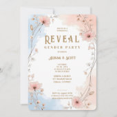 Invitation Delicate Floral Pink & Blue Shades Gender Reveal (Devant)
