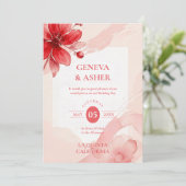 Invitation Delicate Flowers Juicy Red & Pinky Pink Editorial (Debout devant)