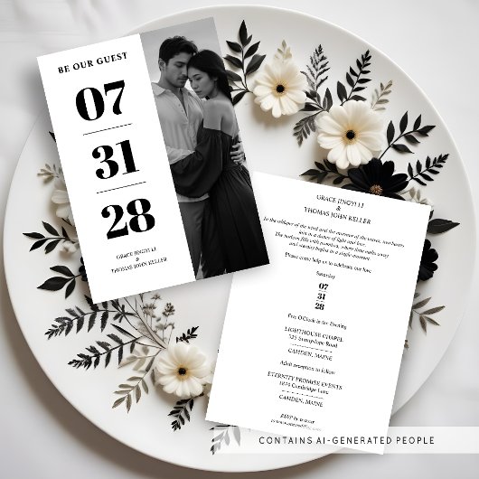 Invitation Delicate Glam Black & White Enchanting Minimal