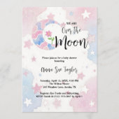 Invitation Delicate Glitter Crescent Moon Blue Baby Shower (Devant)