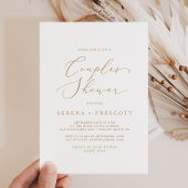 Invitation Delicate Gold Calligraphie Couples Douche
