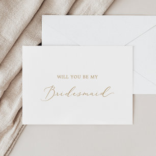 Invitation Delicate Gold Calligraphy Bridesmaid Proposal Card
