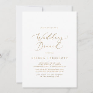 Invitation Delicate Gold Calligraphy Mariage Brunch