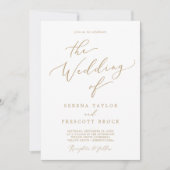 Invitation Delicate Gold Calligraphy Photo Mariage arrière (Devant)