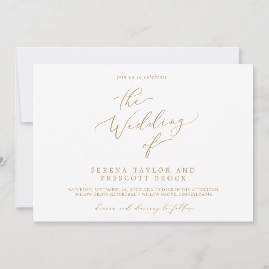 Invitation Delicate Gold Weekend Événements Mariage horizonta (Devant)