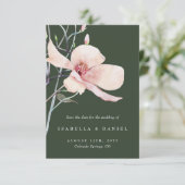 Invitation Delicate Green Magnolia Mariage Enregistrer la dat (Debout devant)