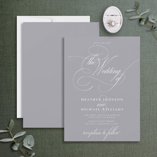 Invitation Delicate Gris Moderne Calligraphie Classique