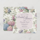 Invitation Delicate Hydrangea Flowers Bridal Shower (Devant / Derrière)