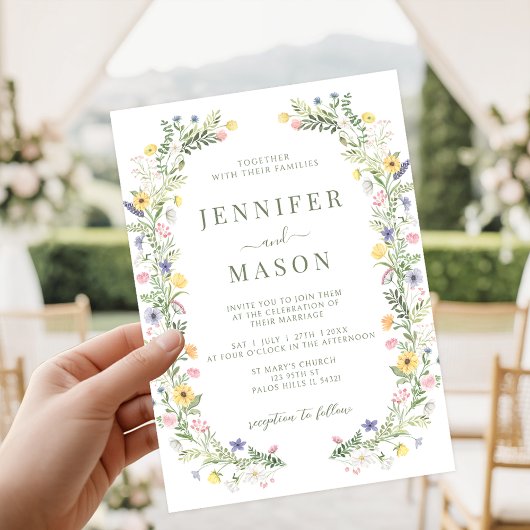 Invitation Delicate Meadow Flower Wildflower Garden Wedding