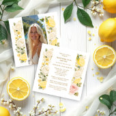 Invitation Delicate Mediterranean Lemons Flowers Greenery