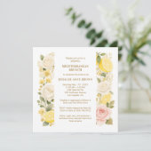 Invitation Delicate Mediterranean Lemons Flowers Greenery (Debout devant)