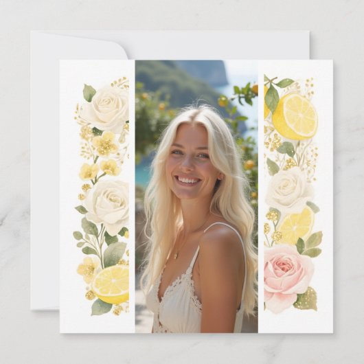 Invitation Delicate Mediterranean Lemons Flowers Greenery (Dos)