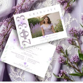 Invitation Delicate MInimalist Graduate Floral Lilac Shades P