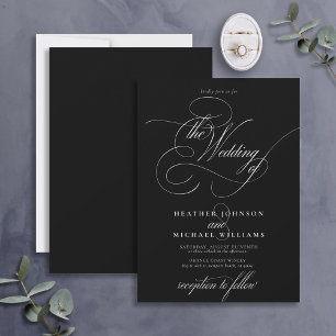 Invitation Delicate noir moderne calligraphie classique