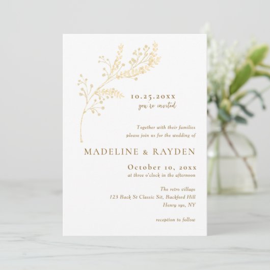 Invitation Delicate or Botanique Monogramme Mariage (Debout devant)