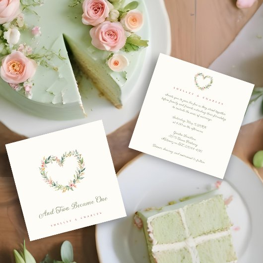 Invitation Delicate Pastel Pink Romantic Heart-Shape Wreath