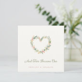 Invitation Delicate Pastel Pink Romantic Heart-Shape Wreath (Debout devant)