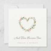 Invitation Delicate Pastel Pink Romantic Heart-Shape Wreath (Devant)