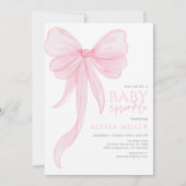 Invitation Delicate Pink Bow Girl Baby Sprinkle (Devant)