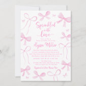 Invitation Delicate Pink Bows Girl Baby Sprinkle (Devant)