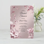 Invitation Delicate Pink Floral Frame Bridal Shower (Debout devant)