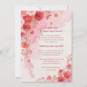 Invitation Delicate Pink Floral Frame Christian Catholic (Devant)