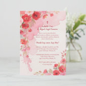 Invitation Delicate Pink Floral Frame Christian Catholic (Debout devant)