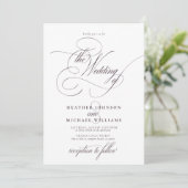 Invitation Delicate Plum Purple Moderne Calligraphie Classiqu (Debout devant)