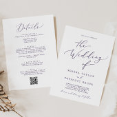 Invitation Delicate Plum violet tout en un Mariage de code QR