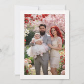 Invitation Delicate Red & Pink Wildflowers Baptism Photo (Dos)