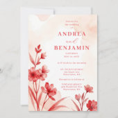 Invitation Delicate Romantic Bloom Juicy Red & Pinky Pink  (Devant)