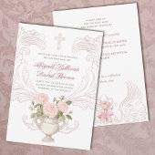 Invitation Delicate Roses Vase Catholic Wedding