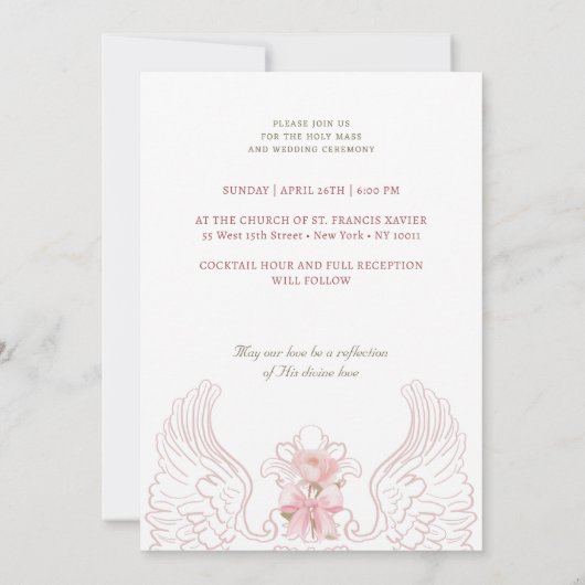 Invitation Delicate Roses Vase Catholic Wedding (Dos)