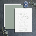 Invitation Delicate Sage Green Moderne Calligraphie Classique<br><div class="desc">Doté d'une calligraphie moderne magnifiquement embellie, cet élégant faire-part de mariage vert sauge est facile à personnaliser avec vos détails, et est conçu pour convenir à un mariage où le couple est hébergé. Contacter le concepteur pour les produits correspondants. Merci tellement pour soutenir notre petite entreprise, nous l'apprécions vraiment! Nous...</div>