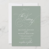 Invitation Delicate Sage Green Moderne Calligraphie Classique (Devant)