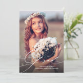 Invitation Delicate Script 1 Photo Graduation Party (Debout devant)
