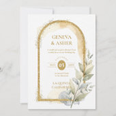 Invitation Delicate Spring Green & Beige Floral Arch Wedding (Devant)