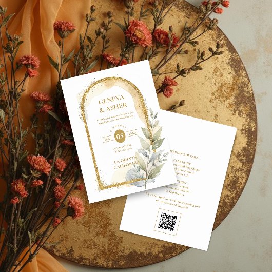 Invitation Delicate Spring Green & Beige Floral Arch Wedding