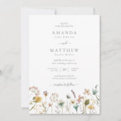 Invitation Delicate White Watercolor Pressed Flowers (Devant)